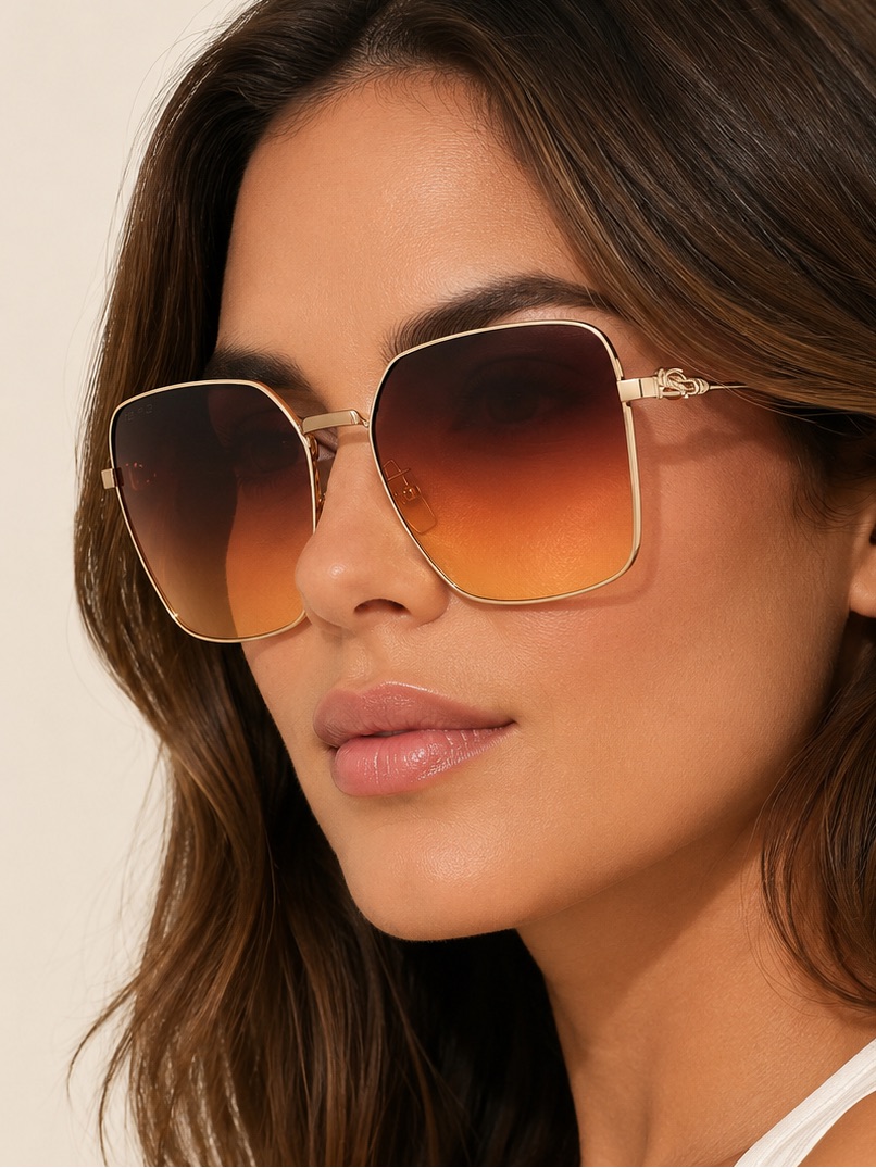 New Etro Etro0061/F/S 0ddbv5 Gold Frame Orange Gradient Oversized Sunglasses